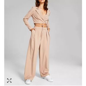 High Rise Wide- Leg Trousers by And Now This brand in tan color size sma…